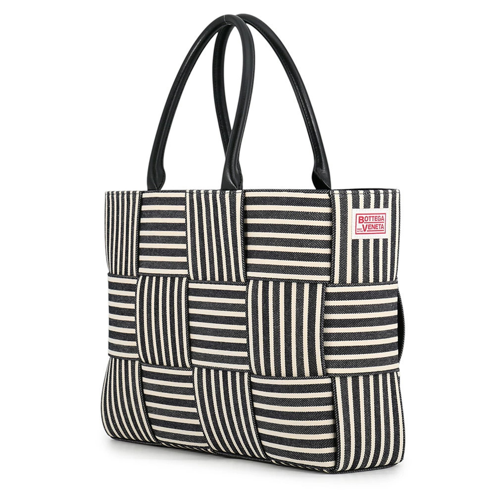 Bottega Veneta Tote Bag Canvas Maxi Intrecciato Arco Black